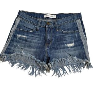 Flying Monkey Blue Denim Fringe Shorts